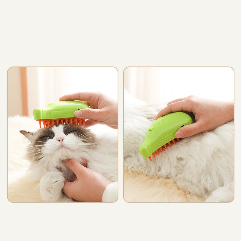 Spazzola 3 in 1 per Cani e Gatti – Vapore, Massaggio e Rimozione Pelo